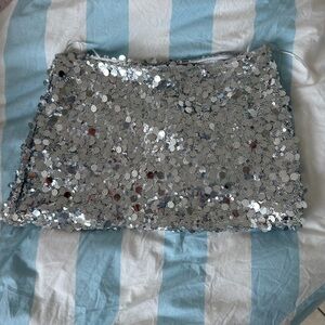 Urban Outfitters Silver Sequin Mini Skirt